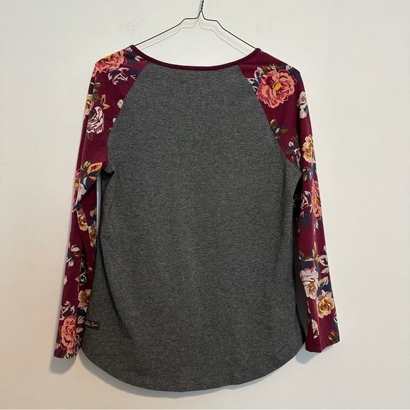 Matilda Jane times table gray and floral Henley long sleeve tee - Picture 3 of 8